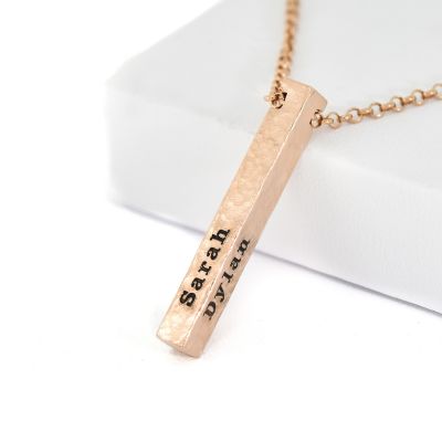 Talisa Sky Bar Necklace Hammered [Rose Gold Plated] 
