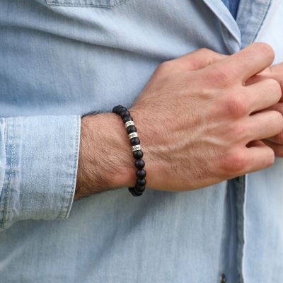 Serene Black Onyx Men Name Bracelet