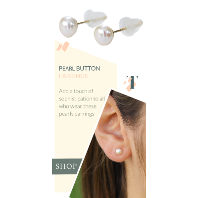 Pearl Button Earrings [10K Gold]