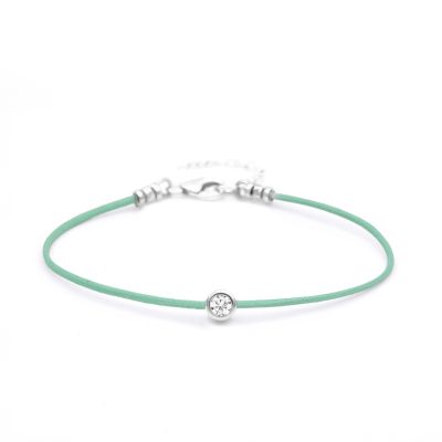 Scarlet Diamond Bracelet - Green Cord [Sterling Silver]