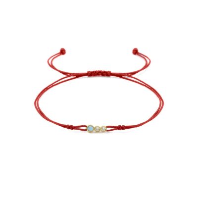 A Mother's Love Diamond Bracelet - Red String [Topaz & White Diamonds / 14 Karat Gold] - 1 Large Topaz + 2 Small Diamonds