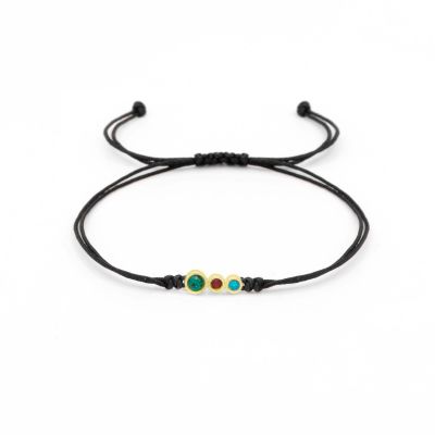 A Mother's Love Birthstone Bracelet - Black String [18K Gold Vermeil]