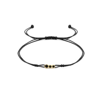 A Mother's Love Diamond Bracelet - Black String [Black Diamonds / 14 Karat Gold]