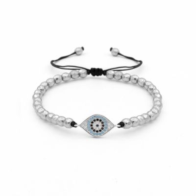Hera Evil Eye Hematite Bracelet [Sterling Silver]