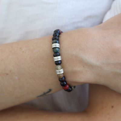 Bracelet Agate avec Noms pour Femme - Argent 925