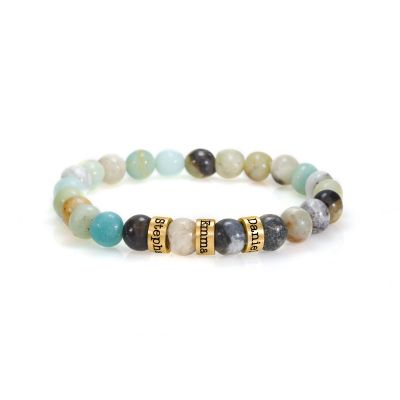 Unforgettable Amazonite Name Bracelet [18K Gold Plated]