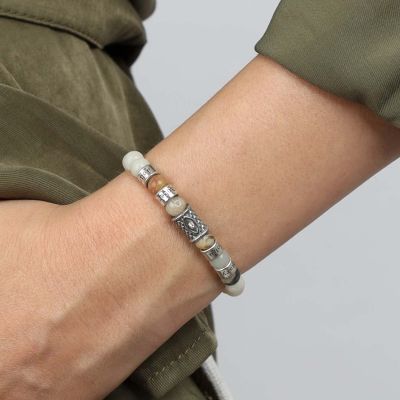 Nazar Armband aus Amazonit mit Gravur [Sterlingsilber]