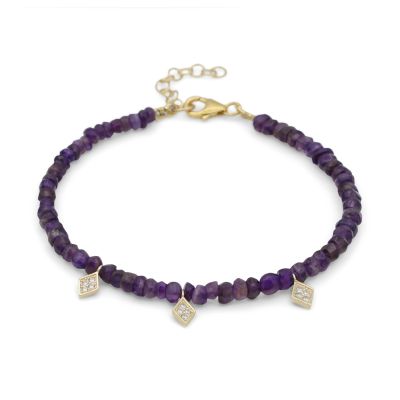 Enchanted Amethyst Anklet with Crystals [18K Gold Vermeil]