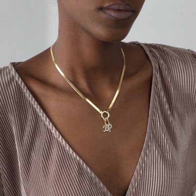 Collar Arya Herringbone [Oro Vermeil de 18K] - con Iniciales