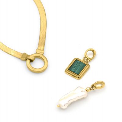 Arya Herringbone Necklace [18K Gold Vermeil] - with Charms