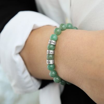 Armband aus Aventurin mit Gravur für Damen [Sterlingsilber]