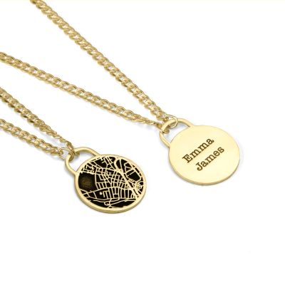 Navigationskarte Männer Halskette mit Kubanischer Kette  – 750er Gold Vermeil