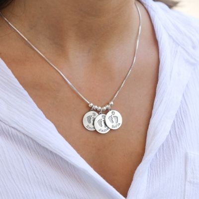 Collier Empreintes de Famille avec Prénoms [Argent 925]