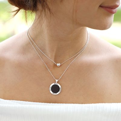 Onyx Name Necklace Pair [Sterling Silver]