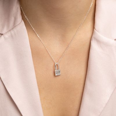 Beloved Initials Lock Necklace [Sterling Silver]