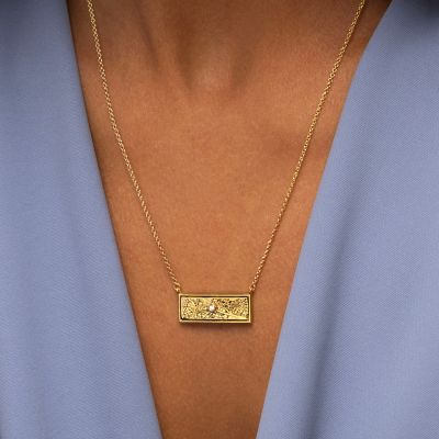 Beloved Spot Silhouette Map Necklace [14 Karat Gold]