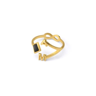 Maria Initial Ring with Nano Bible [18K Gold Plated]