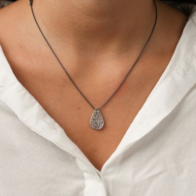 Threads of Life Big Drop Birthstone Necklace [Sterling Silver]