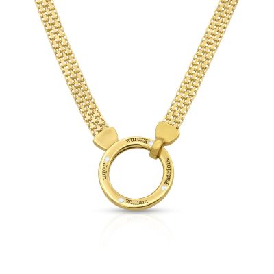 Helena Circle Milanese Chain Name Necklace with Diamonds [18K Gold Plated]