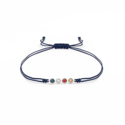 Talisa Stars Birthstone Bracelet - Blue String [Sterling Silver]