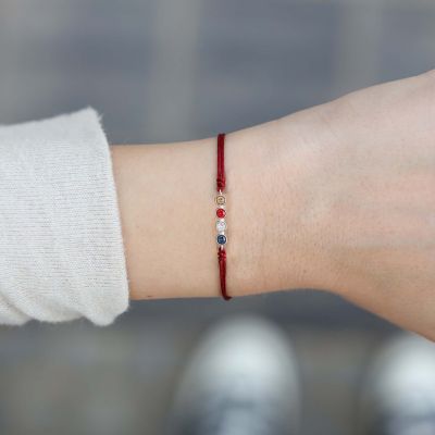Talisa Stars Birthstone Bracelet - Red String [Sterling Silver]