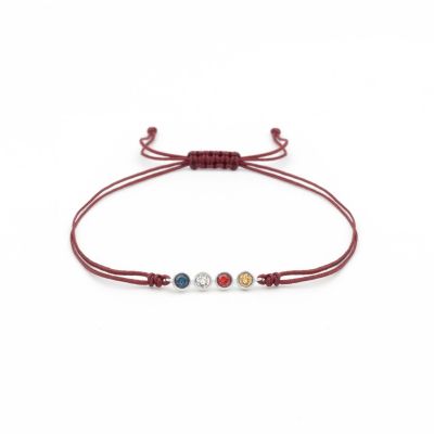 Talisa Stars Birthstone Bracelet - Red String [Sterling Silver]