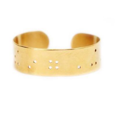 Wide Inspiration Braille Cuff - 14k Gold Plated