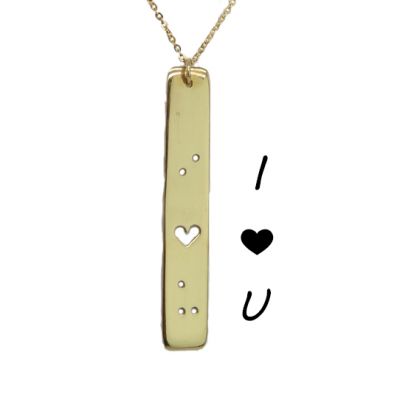 I Love You Braille Necklace - 14K Gold Plated