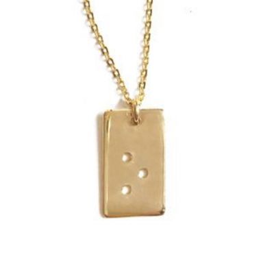 Classic Bar Initial Necklace Braille - Gold Plated