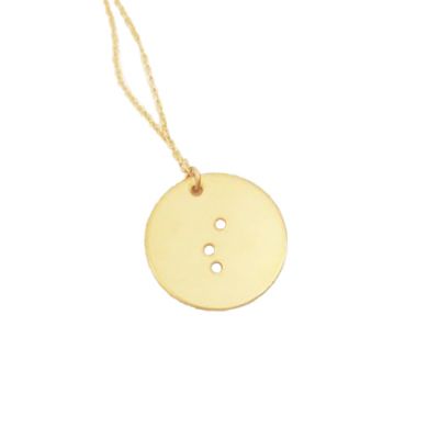 Classic Round Initial Braille Necklace - Gold Plated