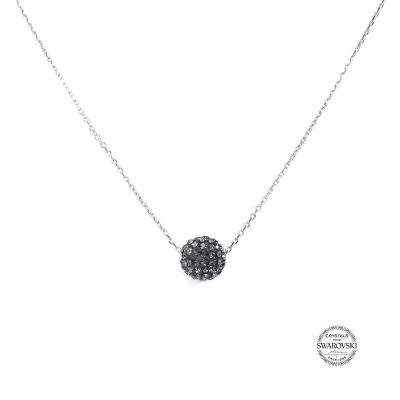 Black Sparkle Ball Necklace [Sterling Silver]