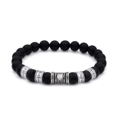 Ties Of The Heart Black Onyx Name Bracelet With Diamond [Sterling Silver]
