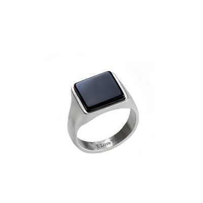 Black Onyx Engraved Ring [Sterling Silver]