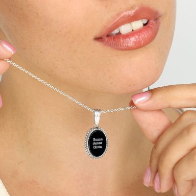 Jayden Onyx Naam Ketting voor Vrouwen [Sterling Zilver]