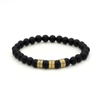 Black Onyx Women Name Bracelet [10 Karat Gold]