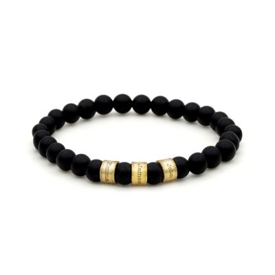 Black Onyx Women Name Bracelet [10 Karat Gold]