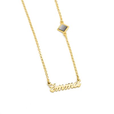 Signatur Namenskette mit Nano Bibel [750er Gold Vermeil]