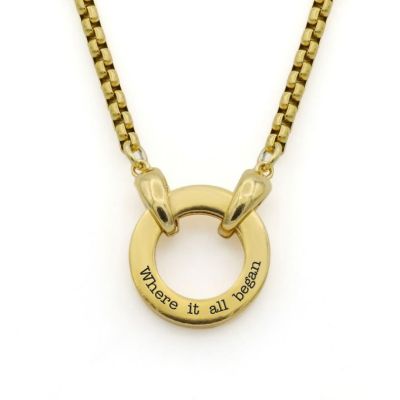 Box Chain Message Necklace For Men - 18K Gold Plated