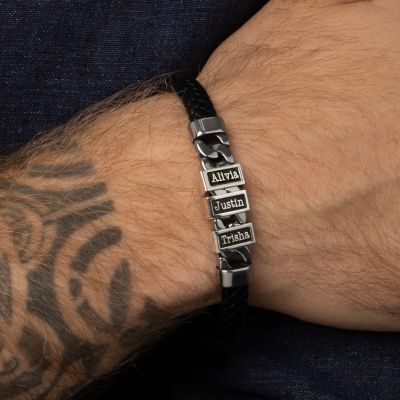 Midnight Shadow Men's Leather Bracelet