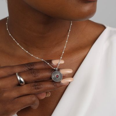 Collier Œil du Taureau avec Pierre de Naissance [Argent 925]