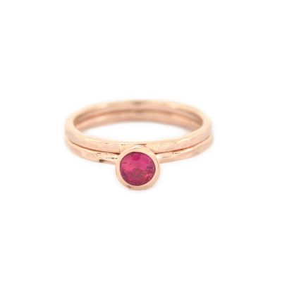 Carina Ring. Big Circle Hammered [18K Rose Gold Plated]