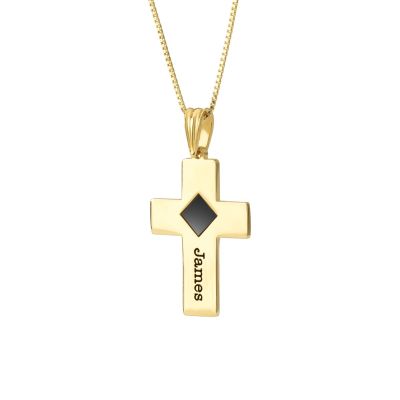 Engraved Cross Necklace with Nano Bible [18K Gold Plated]