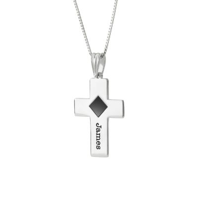 Gravierte Kreuz Halskette mit Nano Bibel [Sterlingsilber]
