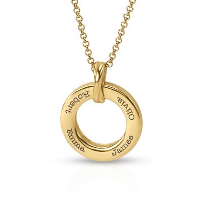 Familienkreis Gravierte Halskette [750er Gold Vermeil]