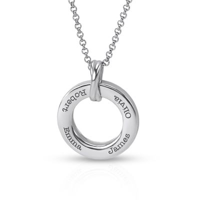 Familienkreis Gravierte Halskette [Sterlingsilber]