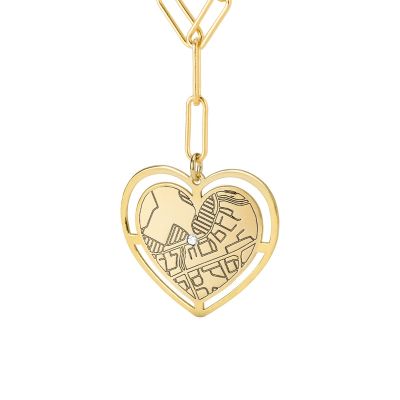 Styled Ties of Heart Engraved Map Necklace [18K Gold Vermeil]