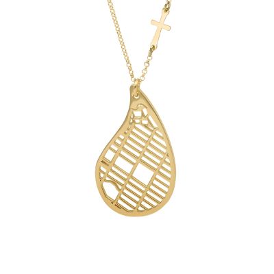 Collier Carte Fils de la Vie avec Croix Latérale [Vermeil 18ct]