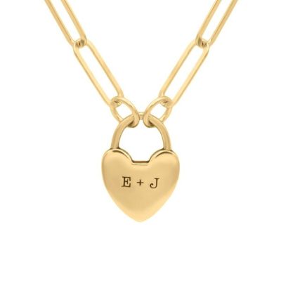 Liebesschloss Kette mit Buchstaben [750er Gold Vermeil]
