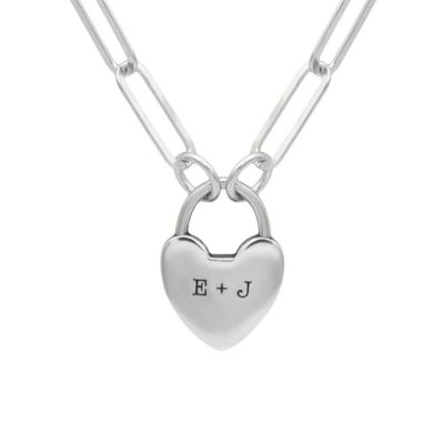 Collier Initiale Liens du Cœur à Chaîne Trombone [Argent 925]