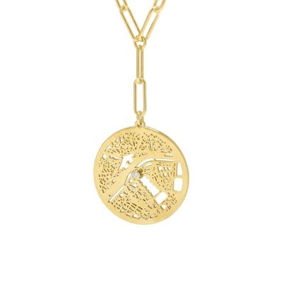 Wertvoller Ort Karten Halskette [750er Gold Vermeil]